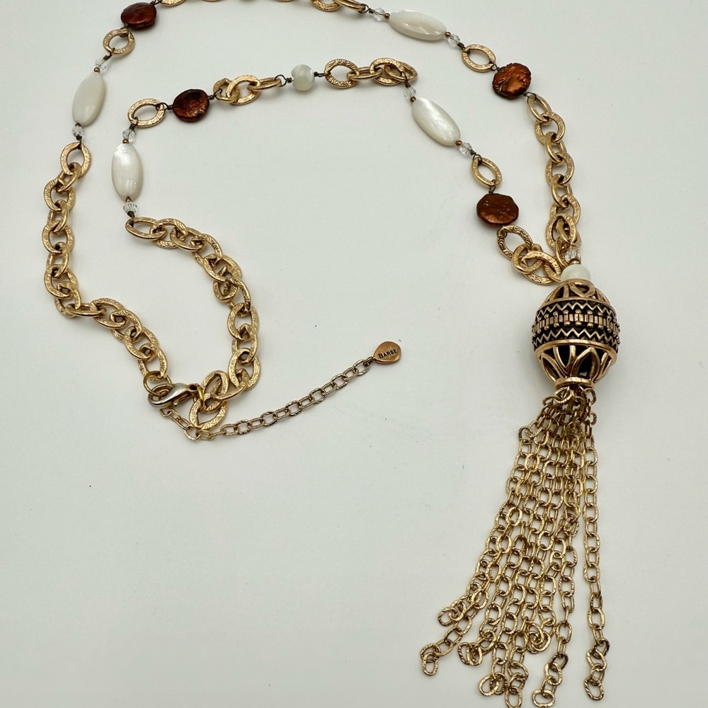 Barse Necklace Gold Tone with beautiful tassel.